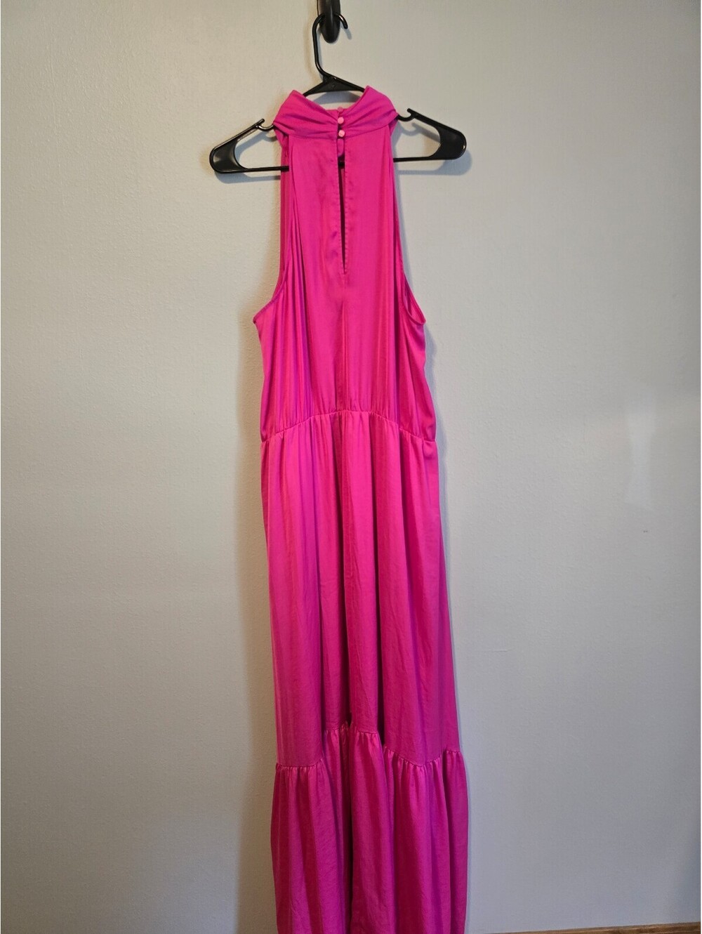 Worthington Women’s Hot Pink Halter Neck Tiered Ruffle MaxiDress (XXL) - Picture 4 of 7